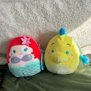 Squishmallow Disney Little Mermaid Ariel and Flounder Plush New
